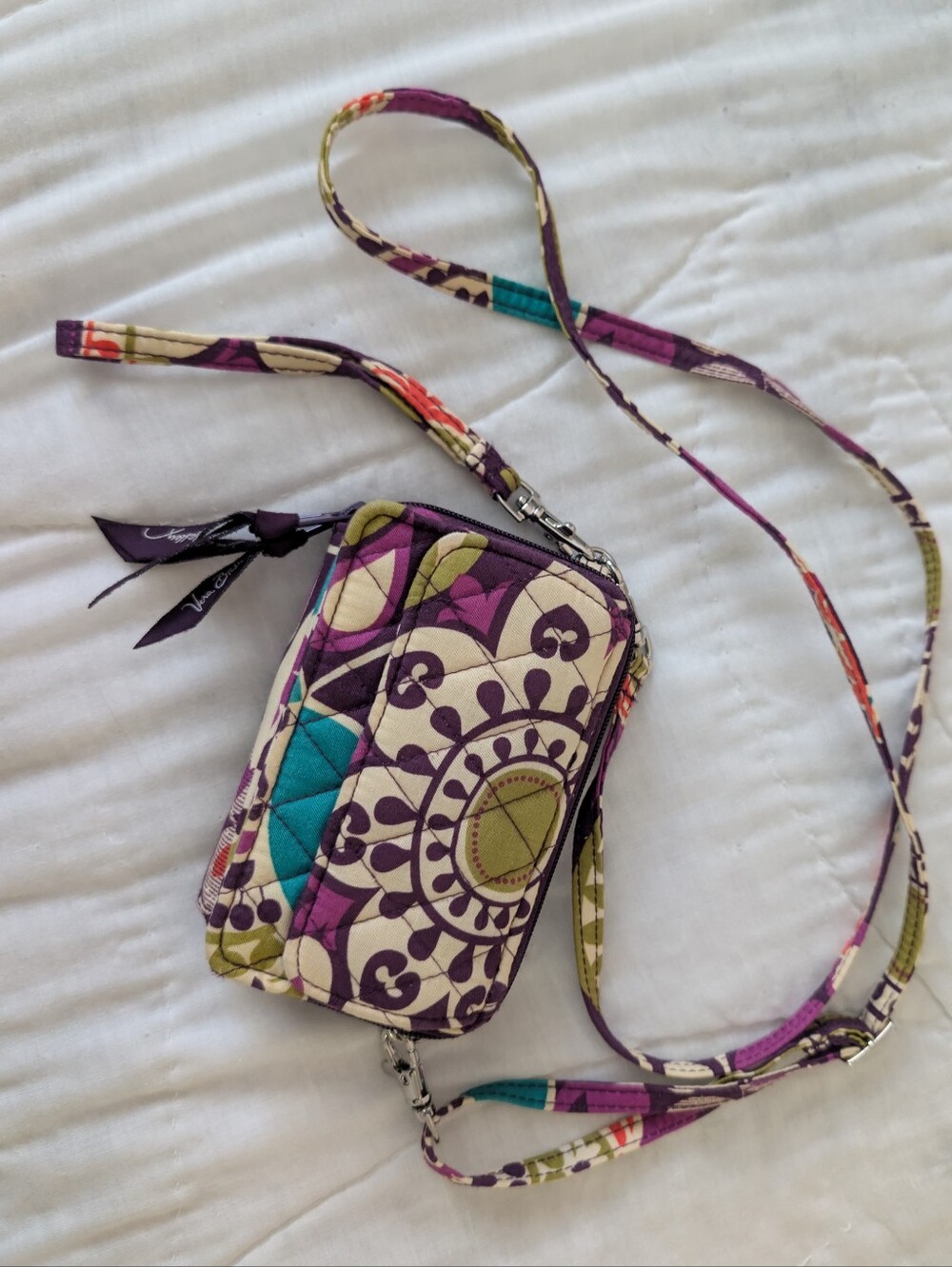 Vera Bradley Purple Floral Quilted Crossbody Wallet